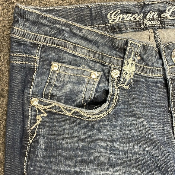 Grace in LA Jeans Bootcut Womens Size 28 Rhinestones Cross Rodeo Cowgirl Barn - Picture 6 of 9